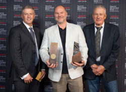 WBBC- Class 1 Champion -AWA CEO Dr Matt McDonagh - Scott de bruin - Mayura Station and Class Sponsor - Ced Wise from Wise Repro