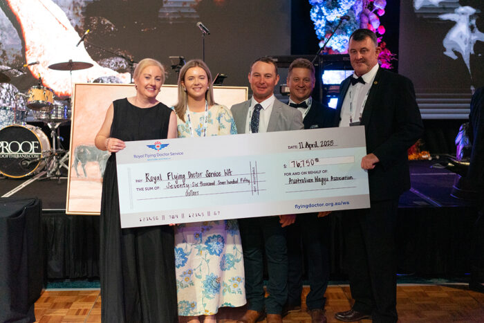 WAGYUEDGE Charity Auction Judith Barker CEO Of RFDSWA Ella Patterson AWA Keegan De Roo Ray White Dalby, David Felsch Ray White Dalby Laird Morgan AWA President