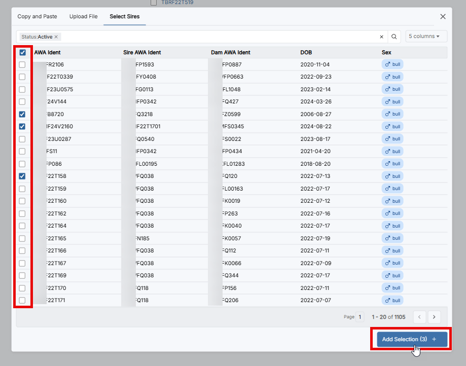 Mating Planner Select Sires Select Dams