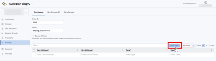 Adding Animals Matings