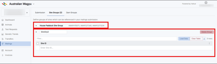 Additional Sire Group Matings