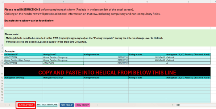 Matings Template Instructions