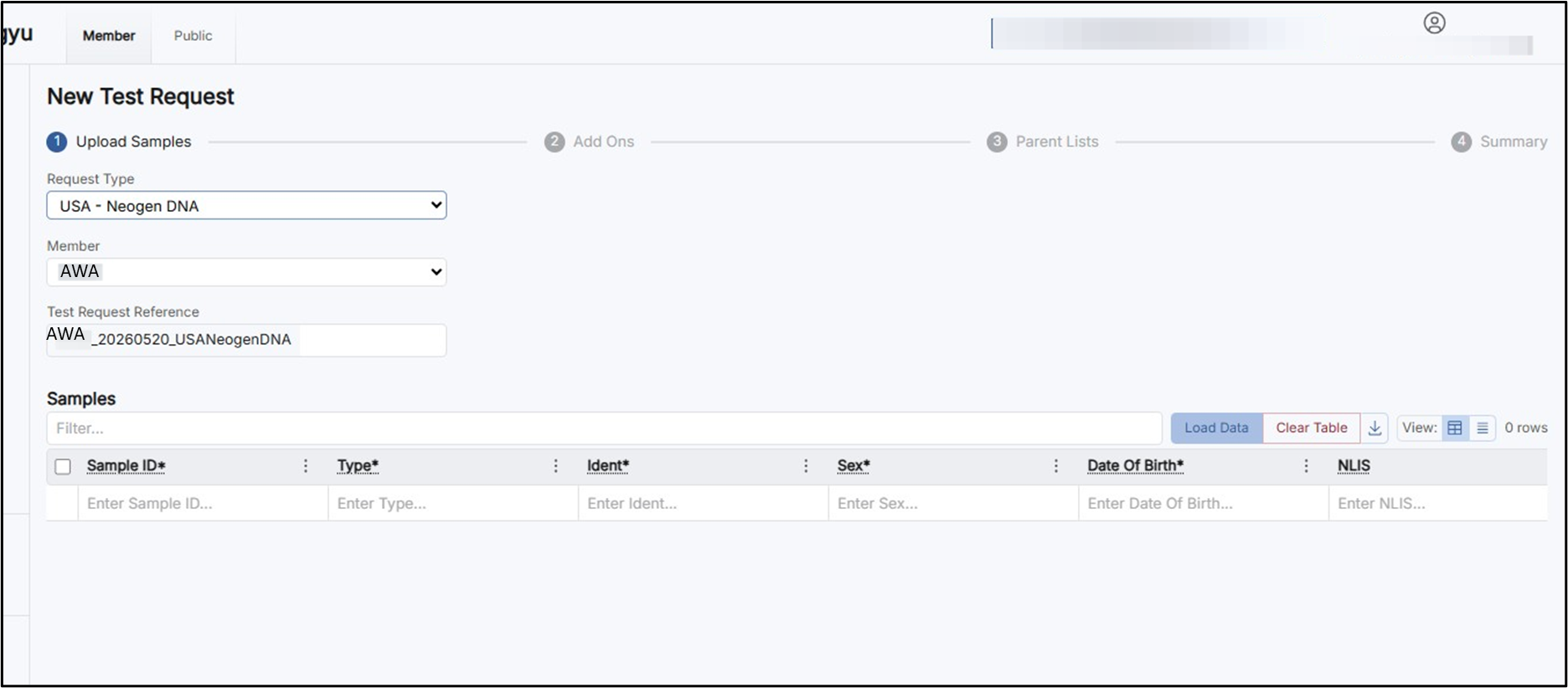 Stored DNA test request 3