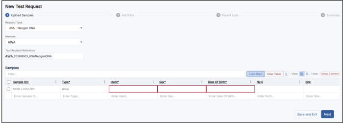 Stored DNA test request 8
